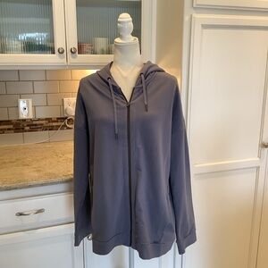 Hanro Women's Hooded Sweatshirt Jacket in Blue Size Large